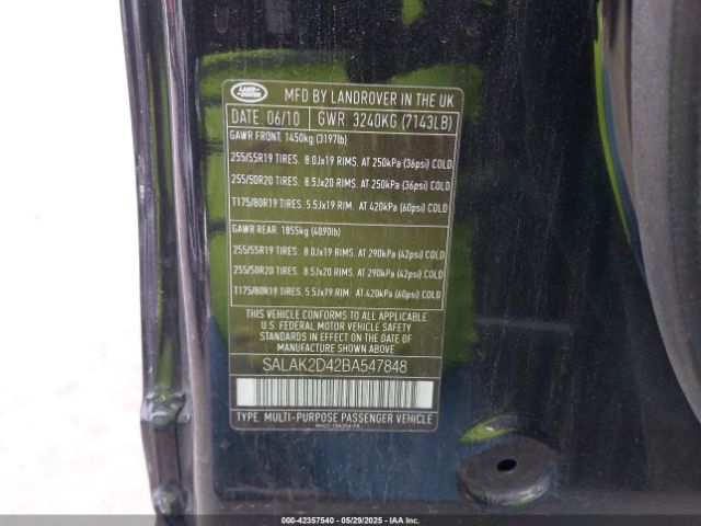 2011 LAND ROVER LR4 SALAK2D42BA547848 Photo 8