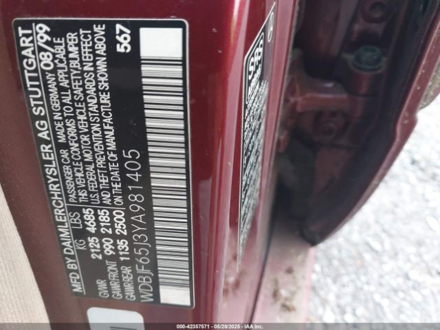2000 MERCEDES-BENZ E 320 WDBJF65J3YA981405 Photo 8