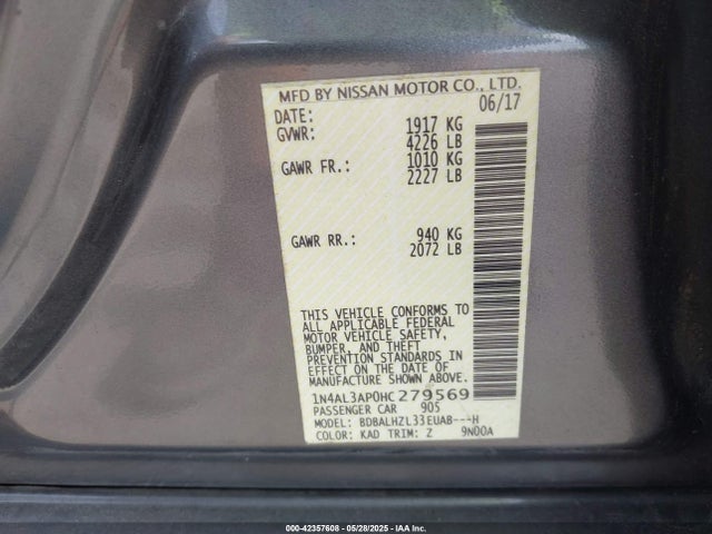 1N4AL3AP0HC279569 Nissan Altima 2.5 Sr