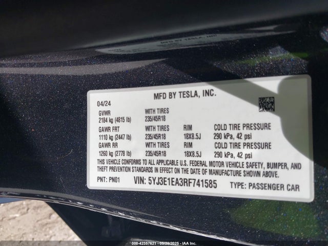2024 TESLA MODEL 3 5YJ3E1EA3RF741585 Photo 8