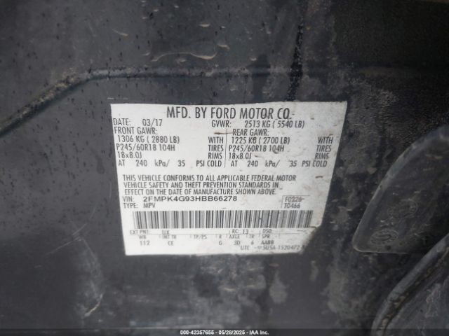 2FMPK4G93HBB66278 Ford EDGE SE