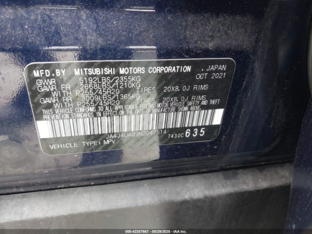 2022 MITSUBISHI OUTLANDER JA4J4UA89NZ047514 Photo 8
