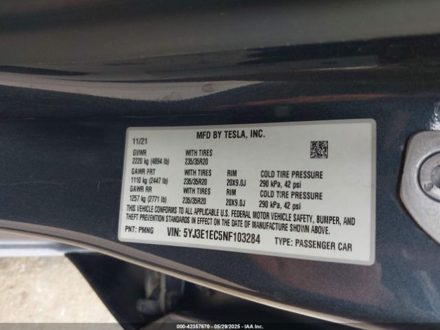 2022 TESLA MODEL 3 5YJ3E1EC5NF103284 Photo 8