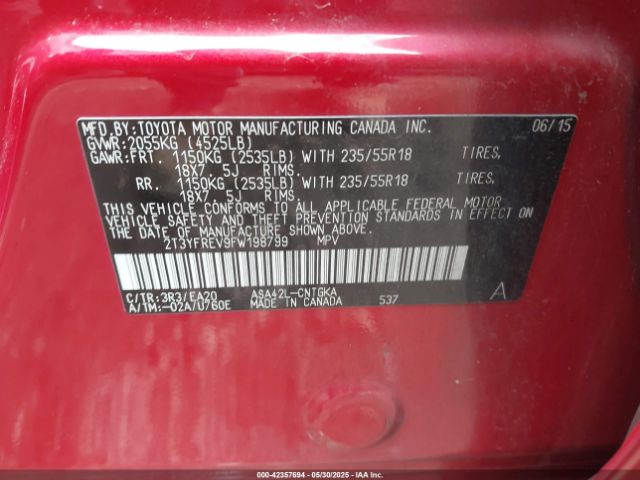 2T3YFREV9FW198799 Toyota Rav4 Limited