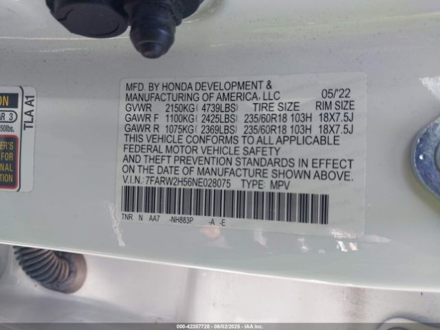 2022 HONDA CR-V 7FARW2H56NE028075 Photo 8