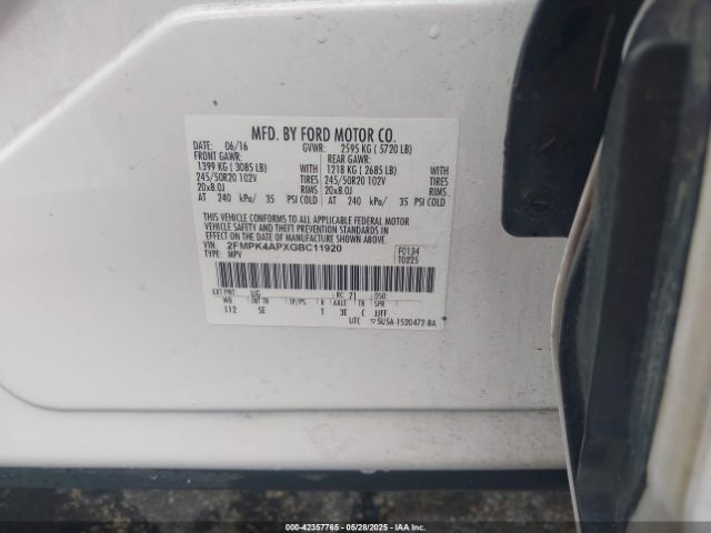 2016 FORD EDGE 2FMPK4APXGBC11920 Photo 8