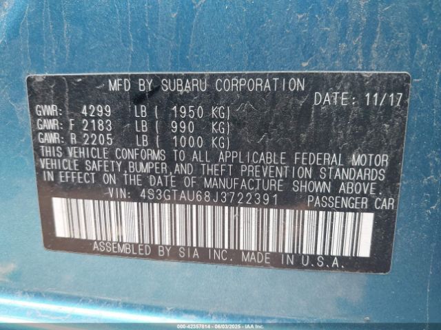 4S3GTAU68J3722391 Subaru Impreza 2.0i Limited