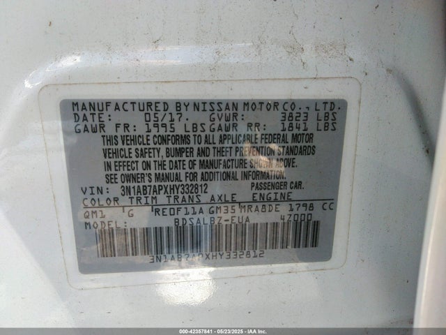 3N1AB7APXHY332812 Nissan SENTRA S