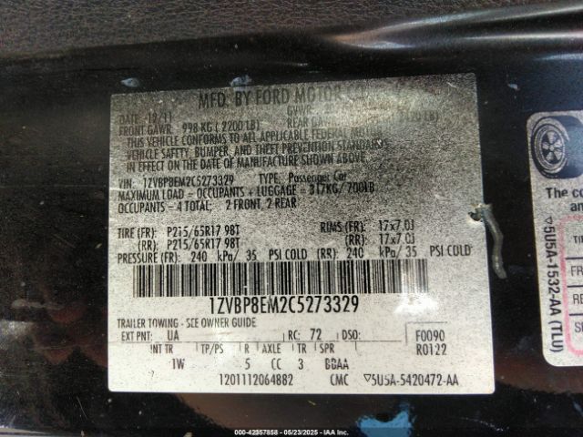 2012 FORD MUSTANG 1ZVBP8EM2C5273329 Photo 8
