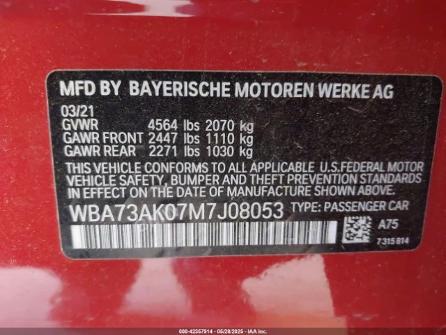 2021 BMW 228I GRAN COUPE WBA73AK07M7J08053 Photo 8