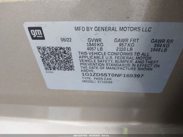 2022 CHEVROLET MALIBU 1G1ZD5ST0NF169397 Photo 8