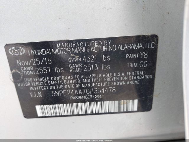 5NPE24AA7GH354478 Hyundai SONATA ECO