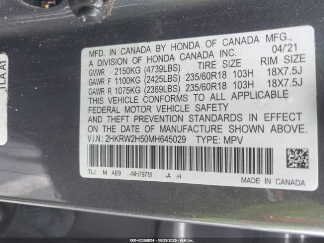 2021 HONDA CR-V 2HKRW2H50MH645029 Photo 8