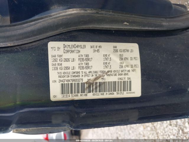 2006 CHRYSLER PACIFICA 2A4GF48476R693279 Photo 8