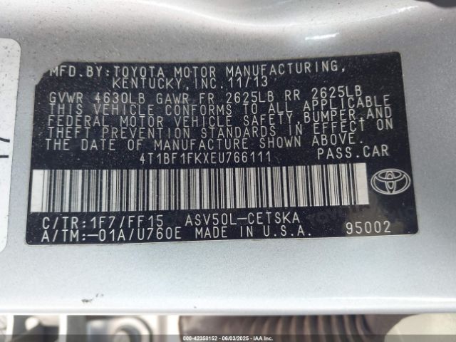 4T1BF1FKXEU766111 Toyota 2ar-fe