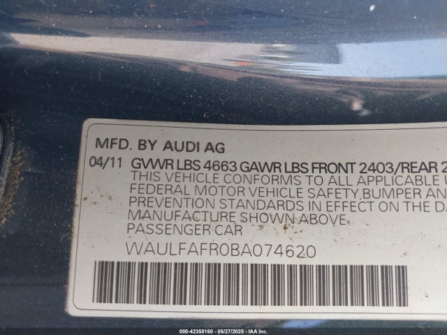 2011 AUDI A5 WAULFAFR0BA074620 Photo 8