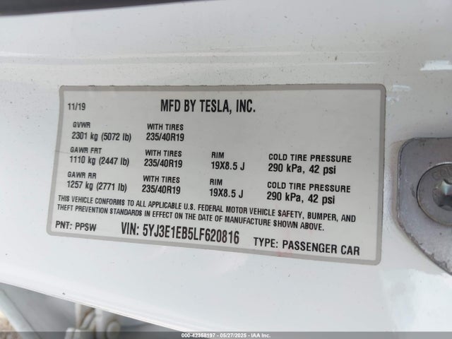 2020 TESLA MODEL 3 5YJ3E1EB5LF620816 Photo 8