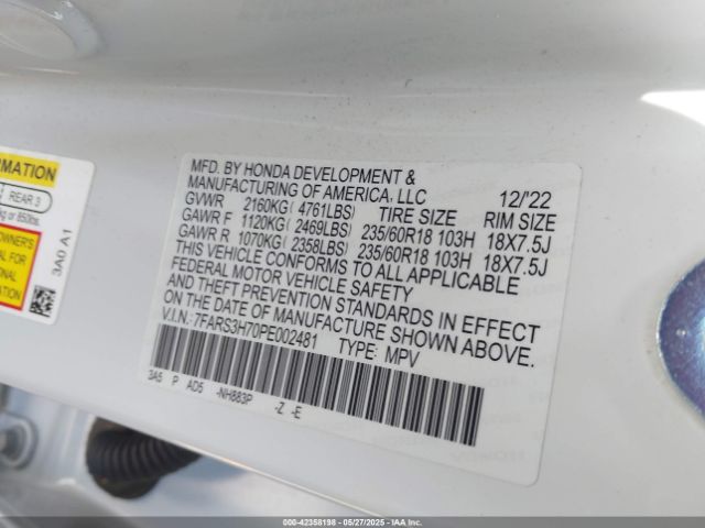 7FARS3H70PE002481 Honda Cr-v Ex-l 2wd