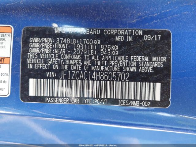 JF1ZCAC14H8605702 Subaru Brz Limited