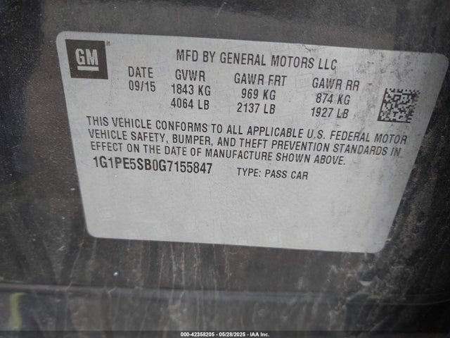 1G1PE5SB0G7155847 Chevrolet Cruze Limited 1lt Auto