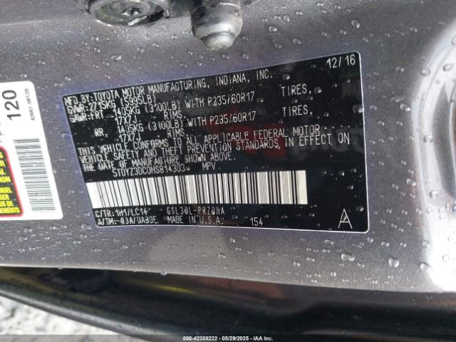 5TDYZ3DC0HS814303 Toyota 2gr-fks