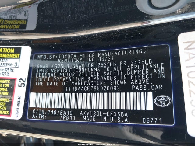 Toyota a25a-fxs 2025 4T1DAACK7SU020092 Image 9