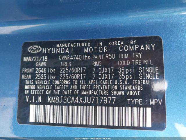 2018 HYUNDAI TUCSON KM8J3CA4XJU717977 Photo 8