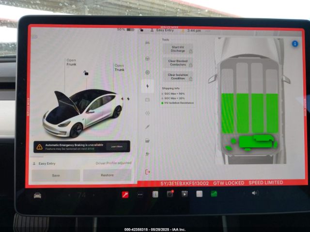 5YJ3E1EBXKF513002 Tesla Model 3 Long Range/performance