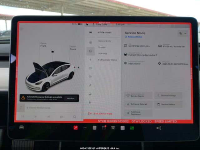 5YJ3E1EBXKF513002 Tesla Model 3 Long Range/performance