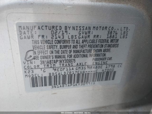 2019 NISSAN SENTRA 3N1AB7AP1KY309975 Photo 8
