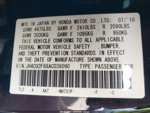 2010 ACURA TSX JH4CU2F68AC036090 Photo 8