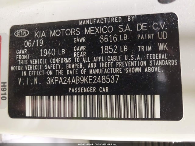 3KPA24AB9KE248537 KIA gdi gamma