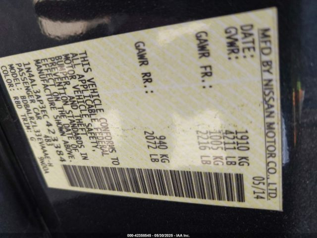 1N4AL3AP3EC423384 Nissan Altima 2.5 S