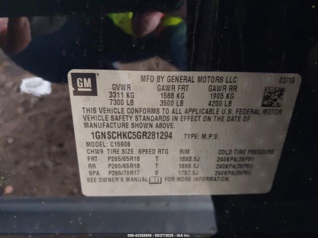 1GNSCHKC5GR281294 Chevrolet Suburban Lt