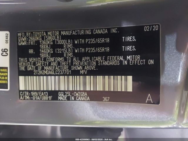 2T2HZMDA6LC237701 Lexus RX 350