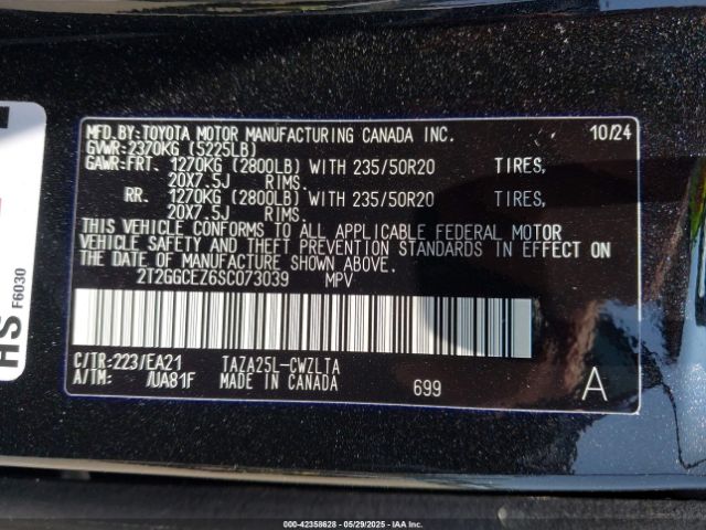 2T2GGCEZ6SC073039 Lexus t24a-fts