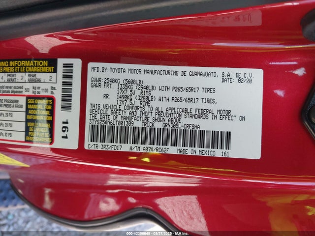 3TYSZ5AN6LT001309 Toyota Tacoma Trd Sport