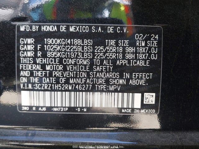 3CZRZ1H52RM746277 Honda k20z5