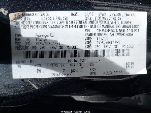2016 FORD C-MAX ENERGI 1FADP5CU5GL113191 Photo 8