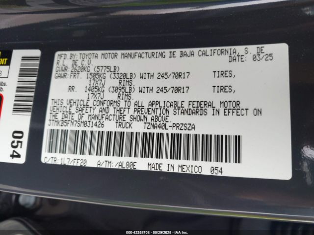 3TMKB5FN7SM031426 Toyota t24a-fts