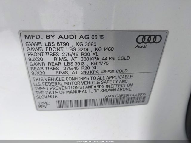 2015 AUDI Q7 WA1LGAFE6FD028835 Photo 8