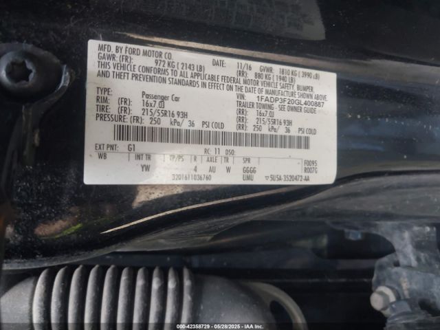 1FADP3F20GL400887 Ford FOCUS SE
