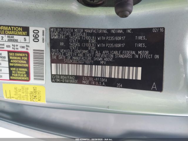 2016 TOYOTA SIENNA 5TDZK3DC5GS710011 Photo 8