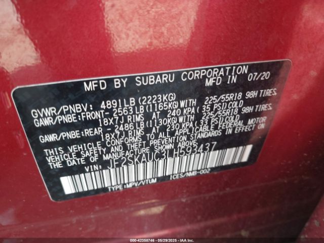 2020 SUBARU FORESTER JF2SKAUC3LH593437 Photo 8