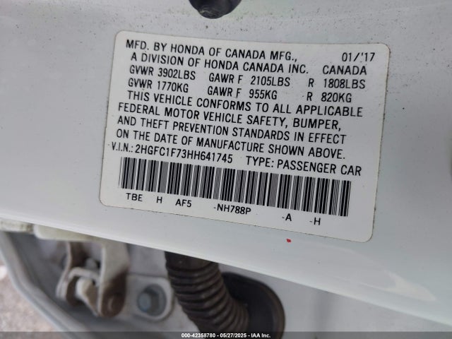 Honda l15b7 2017 2HGFC1F73HH641745 Image 9