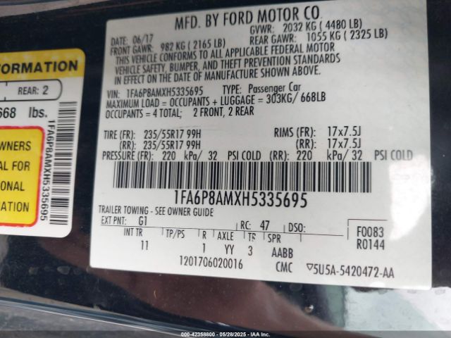 2017 FORD MUSTANG 1FA6P8AMXH5335695 Photo 8