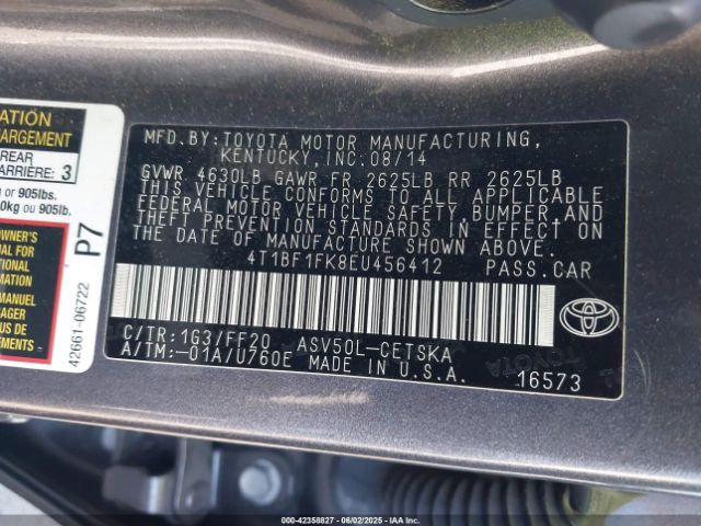4T1BF1FK8EU456412 Toyota CAMRY SE
