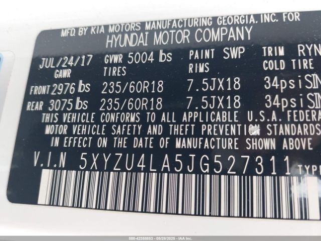 2018 HYUNDAI SANTA FE SPORT 5XYZU4LA5JG527311 Photo 8