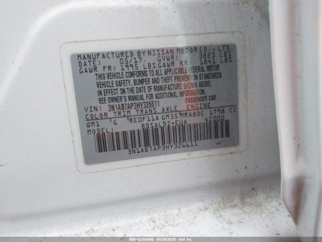 3N1AB7AP3HY326611 Nissan SENTRA SV