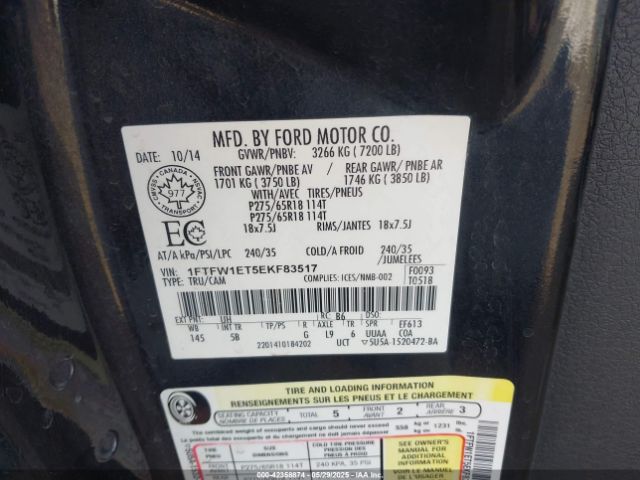 1FTFW1ET5EKF83517 Ford F-150 Fx4